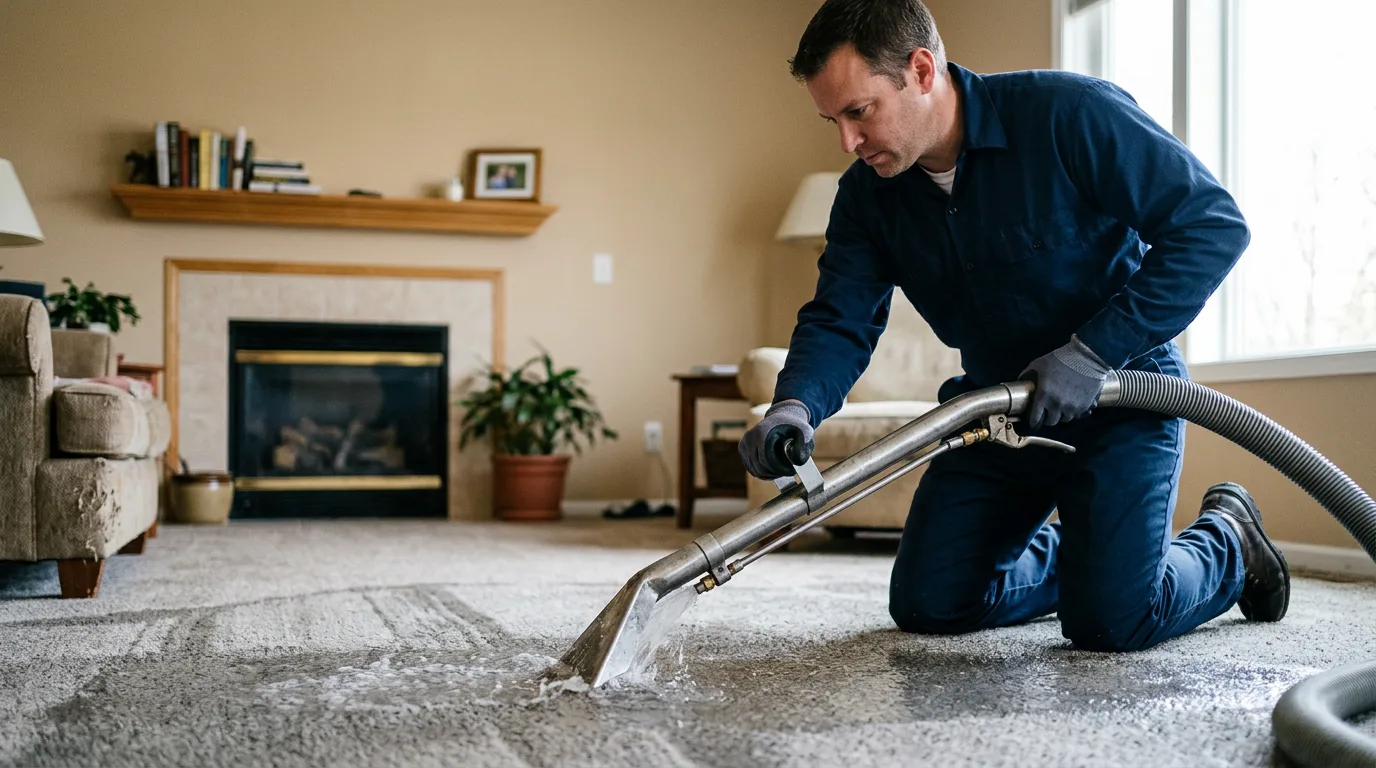 Water damage restoration technician working near Hollsopple, PA
